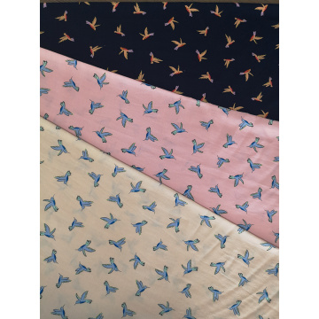 Fåglar Design Rayon Poplin Shuttle 45S Printing Fabric