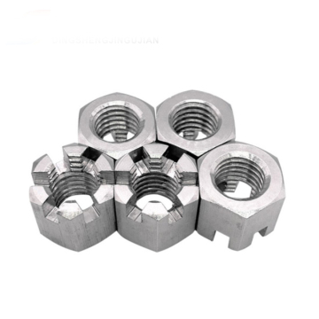 DIN berkualiti tinggi DIN 935 Hexagon slotted kacang dalam keluli tahan karat: M3 Galvanized Water Zinc Metric Certification