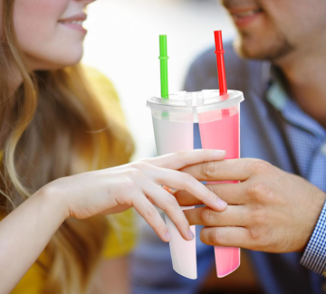 Customized Split Cup Bubble Tea Cups - Plastic Twin Share Cups with Screen Printing