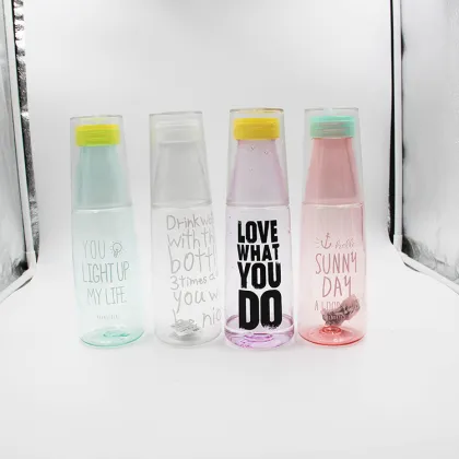 Plastic Mini Cup drinking water bottle with lid Portable cup