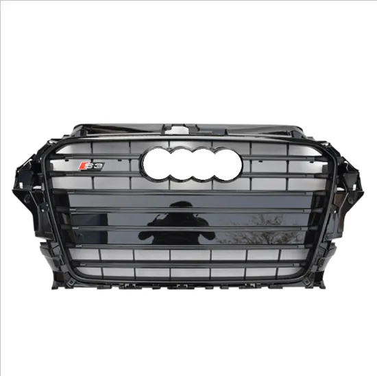 Black Front Bumper Hood Grille for Audi A3 2014-2016 Facelift & S3 Racing Grille