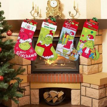 Customizable Cross-border Christmas Sock-shaped Decorative Gift Bag