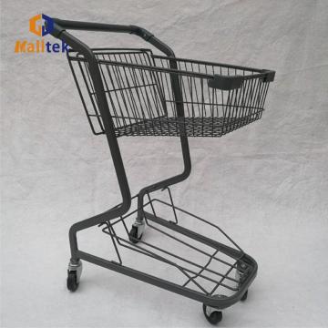 Double Layer Supermarket shopping Metal Basket Trolley