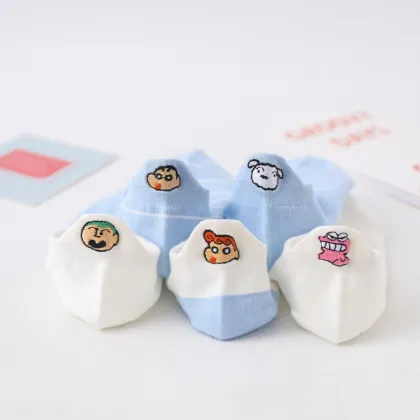 Crayon Shin-chan Embroidery Boat Socks