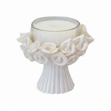 White Glass Candle Holder with Lilian Shape