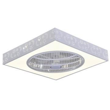 Square Ceiling Fan with Lights, Remote Control, and 7 Acrylic Blades for Living Room