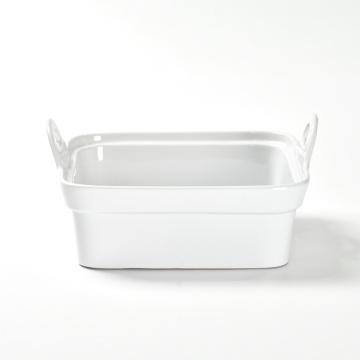 Square White Ceramic Baking Dish With Lid