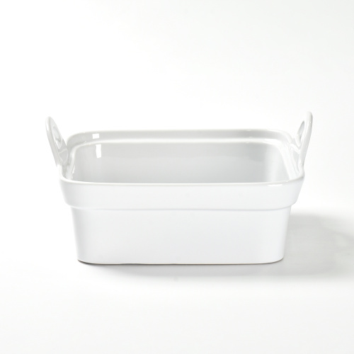 Square White Ceramic Baking Dish With Lid