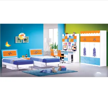 lovely design bedroom sets for twin boys blue color cartoon children bedroom furniture sets