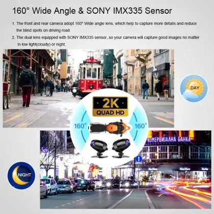 Latest Mini Motorcycle Dash Cam with Dual Sony 335 Night Vision, 2K Waterproof IP68 Front and Rear View Recorder