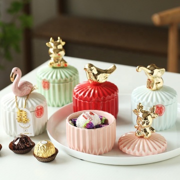 Ceramic Jar Jewelry Box for Wedding, Candy, Chocolate, and Ring Storage