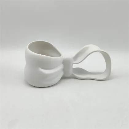 Twisted Handle White Ceramic Coffee Mug