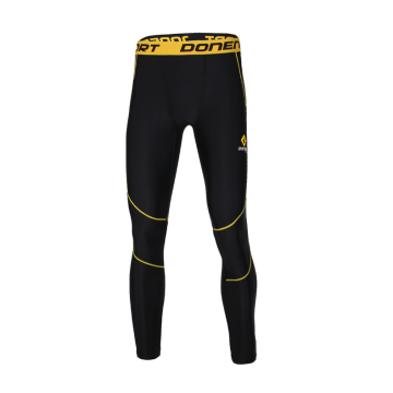 Donen black long compression pants with yellow thread