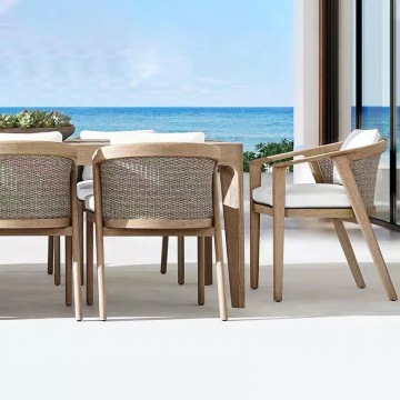 Modern Hotel Outdoor Teak Wood Dining Set - Table and Chairs