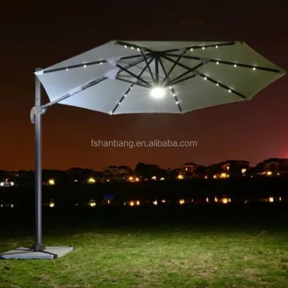 Solar-Powered LED Umbrella with Wind Resistance for Patios and Outdoors