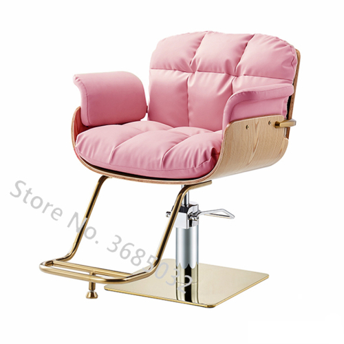 North Pink Barber Shop Chair golden leg Hair Salon Dedicated Barber Chair Beauty Salon Stool American Style Trend Lifting Chair