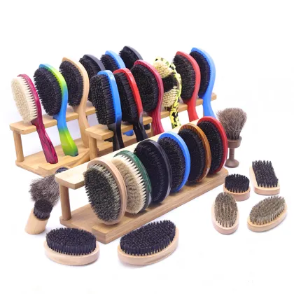 Wholesale High Quality Wooden Beard Brush with Natural Boar Bristle for Men - Private Label Mustache Brush