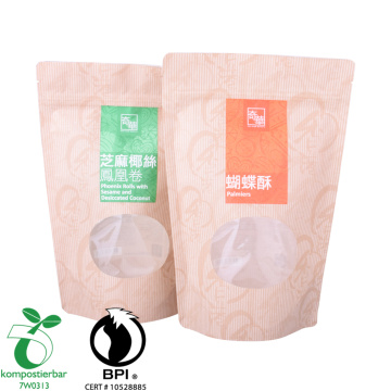 Flat Bottom Kraft Paper Bags with Window Laminated Pouch/Printed PLA Pouch Printed Compostab