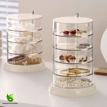 Spinning Clear Jewelry Storage with Transparent Design