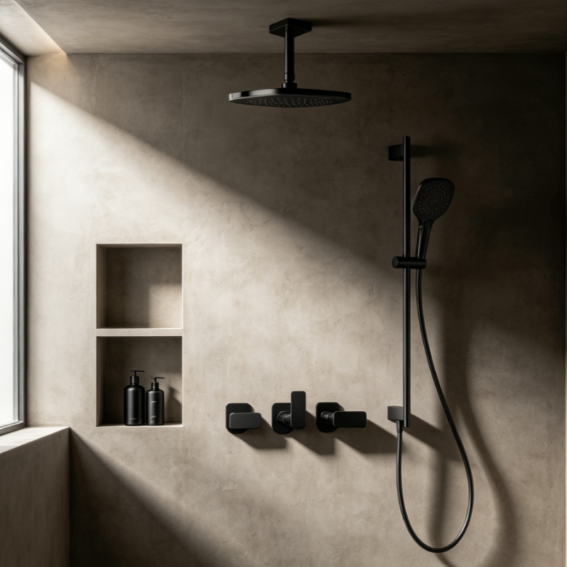 black concealed shower