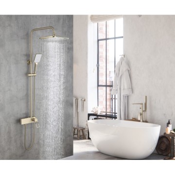 Gold Exposed Shower system with shower head