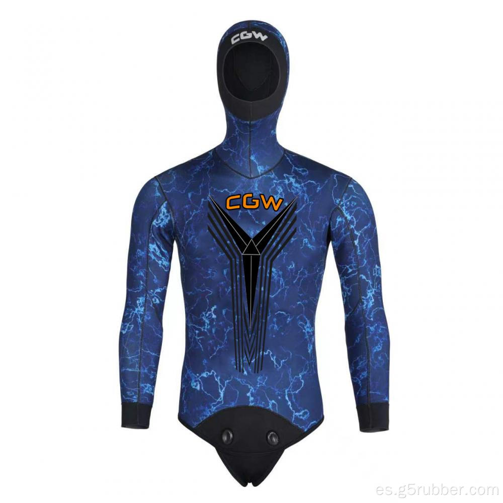 Lycra de dos piezas de camuflaje de buceo con pescado de buceo 3.0 mm