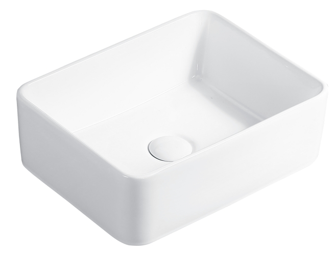 Rectangle au-dessus du comptoir en porcelaine blanche puits de vanité en céramique