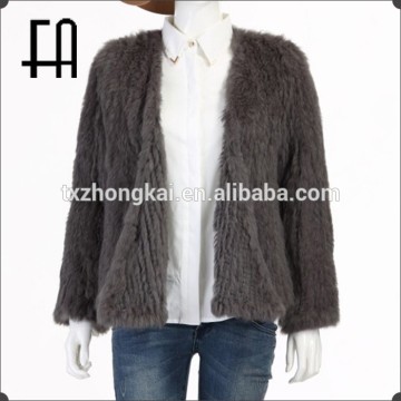 Factory direct wholesale price women's rabbit knitted fur jacket /knitted fur jacket