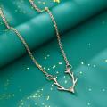 Golden antler silver deer clavicle Necklace simple fashion elk head rose gold alloy adjustable lovely animal Necklace women