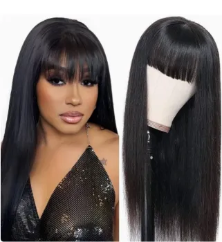 Straight 5X5 Lace Wigs with Bangs