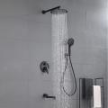 Funciones de latón 3 Funciones Set de ducha de baño negro mate