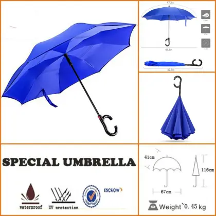 Manual open & auto close 27inch 8ribs inverted/ reverse umbrella (Lanbo-SP001)