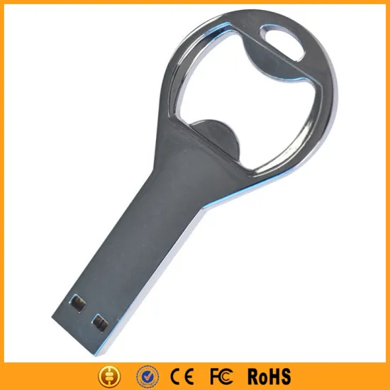 High Quality Promotional Silver Metal USB Flash Drive Bottle Opener