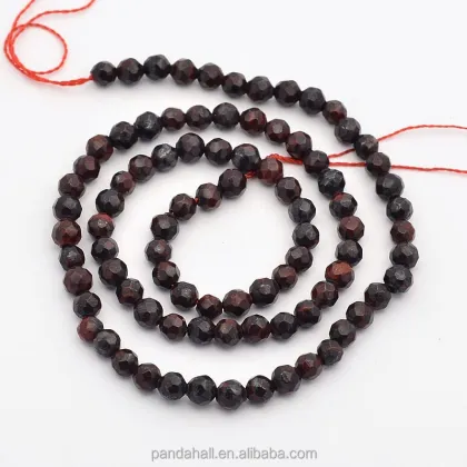 4mm Faceted Round Natural Bloodstone and Heliotrope Stone beads from Pandahall