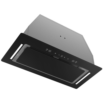 Custom 700mm Black Glass Kitchen Extractor Hood with LED Lights