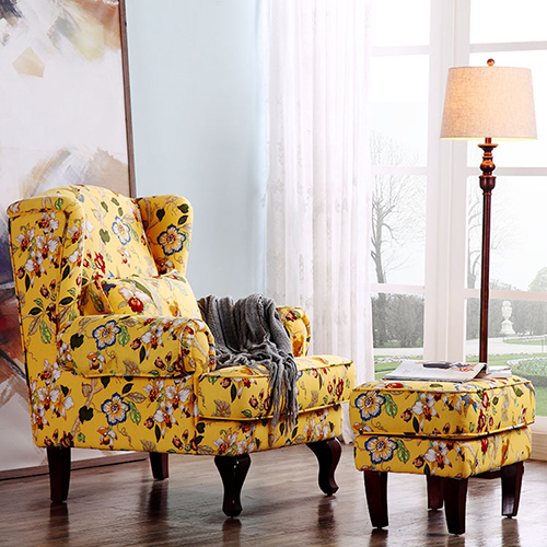 Wing Armchair With Footstool