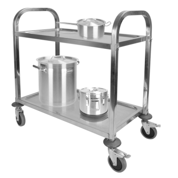 Two-tier stainless steel dining cart for hotel