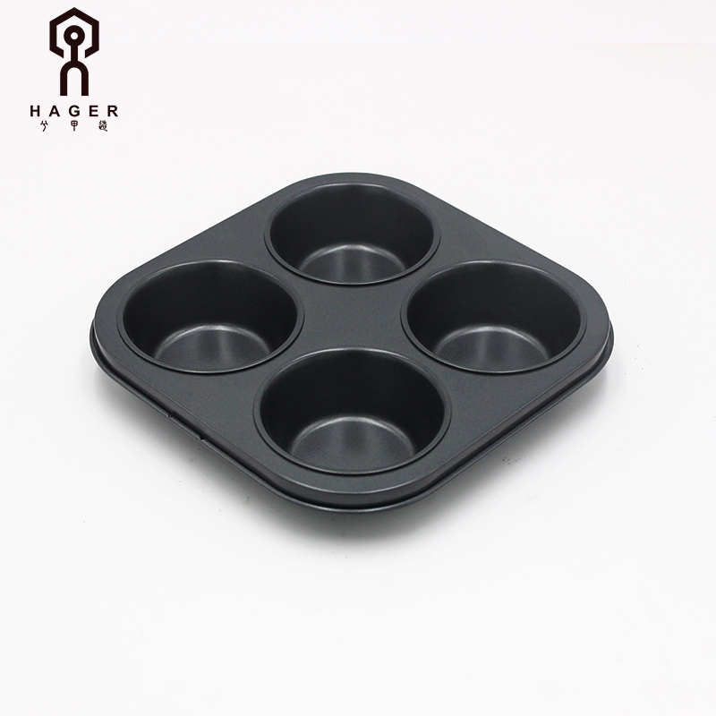 붙지 않는 bakeware 탄소강 4 컵 머핀 팬