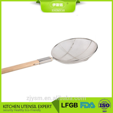 Stainless steel Colander wide use strainer with wooden handle