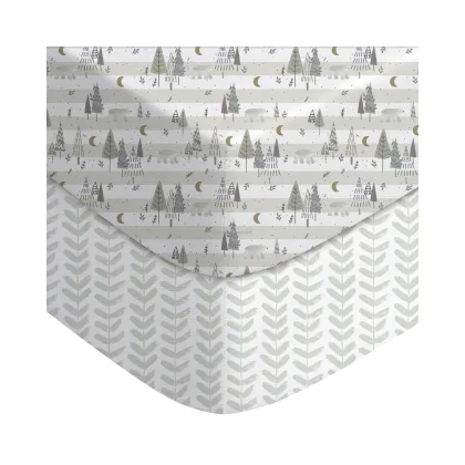 Forest Stripe Cotton Sheet Set for Children's Crib Mattress