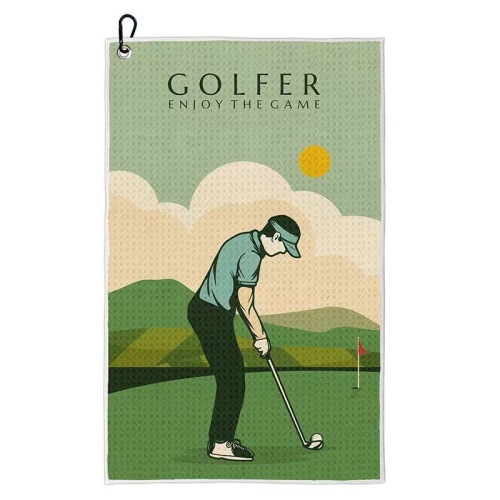 Custom waffle printed magnet golf towel