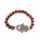 Red Jasper 8MM Round Beads Stretch Gemstone Bracelet with Diamante Evil eye Piece