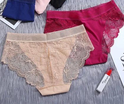 Laser Cut Lace Icesilk Invisible Panties - Wholesale Women's Fashion Underwear