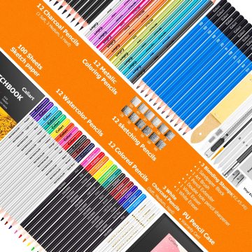 Professionelle Kunstzubehör 176 PCS Art Set - Zeichnen von Bleistiften und Skizzieren für Teenager