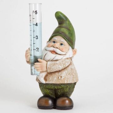 Hand Painted Gnome Rain Gauge Sculpture