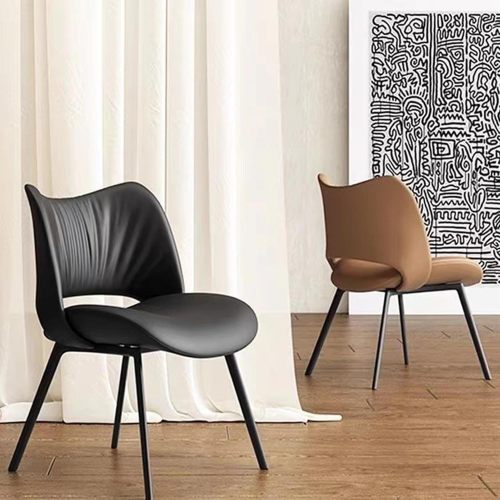 Elegant Upholstered Dining Chairs with Black Legs