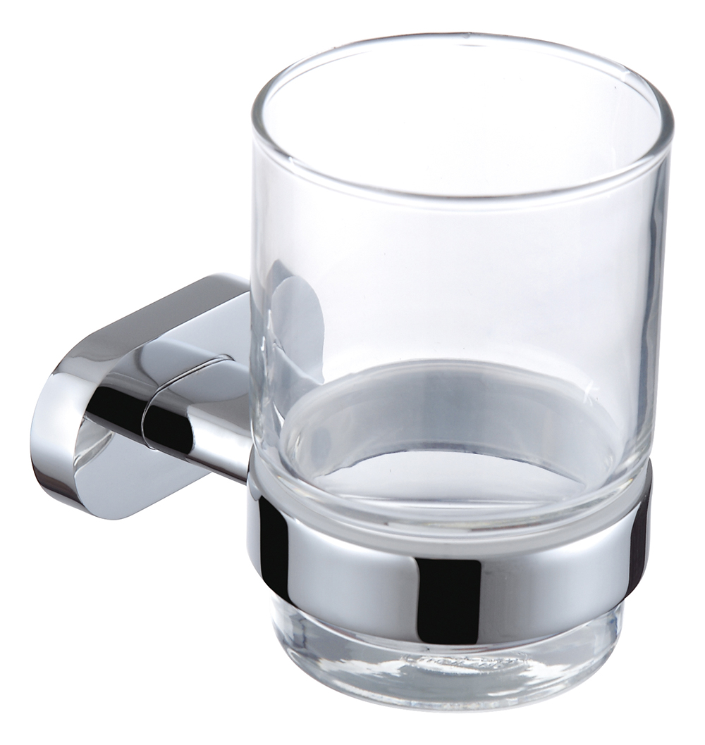 Single Chrome Tumbler Holder With Glass Cup