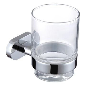 Single Chrome Tumbler Holder With Glass Cup