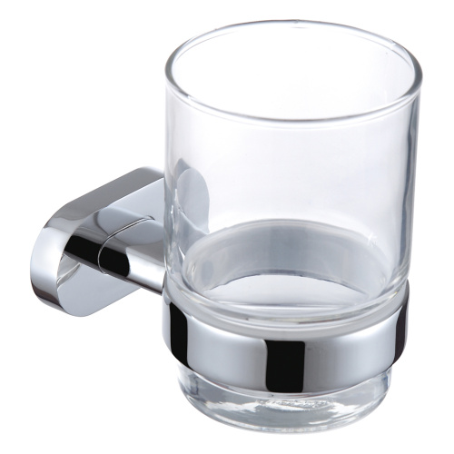 Single Chrome Tumbler Holder With Glass Cup