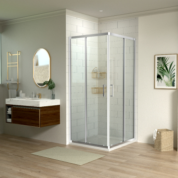 Framed Sliding Shower Enclosure Tempered Glass Bathroom